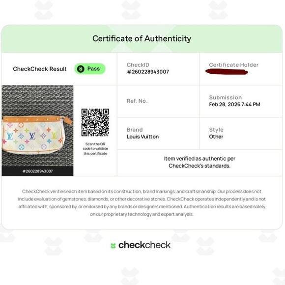 Louis Vuitton LV White Multicolor Logo Purse Bag Pouch w/Strap, Box and COA - Picture 15 of 16